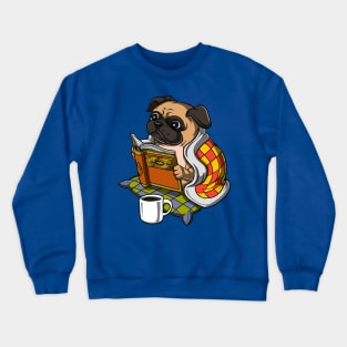 Pug Book Reading Dog Crewneck Sweatshirt